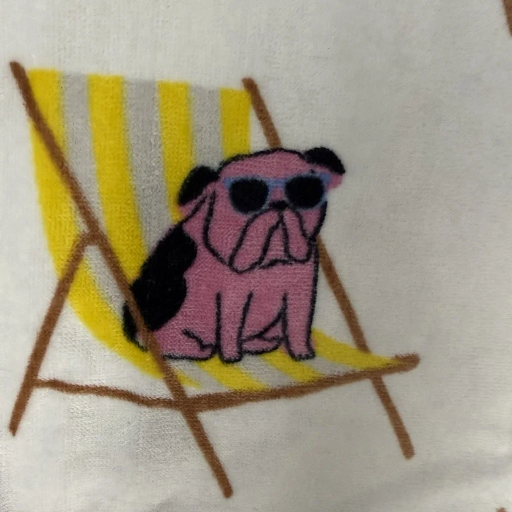 NEW Deborah Connolly Beach Towel DOGS ON CHAIRS 36 x 68 Eco Friendly Dog Print